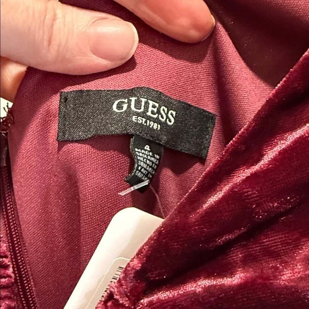 Guess Burgundy Velvet Mini Dress Size 4‎ NWOT Whimsigoth Party Cocktail Glam